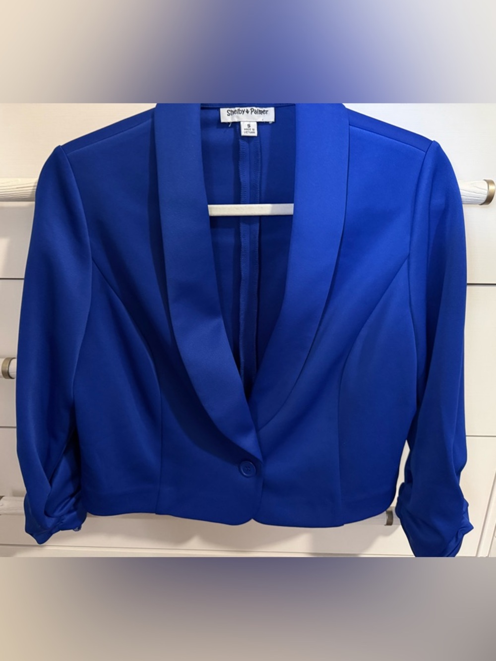 Shelby & Palmer Cobalt Blue Shawl Collar Blazer